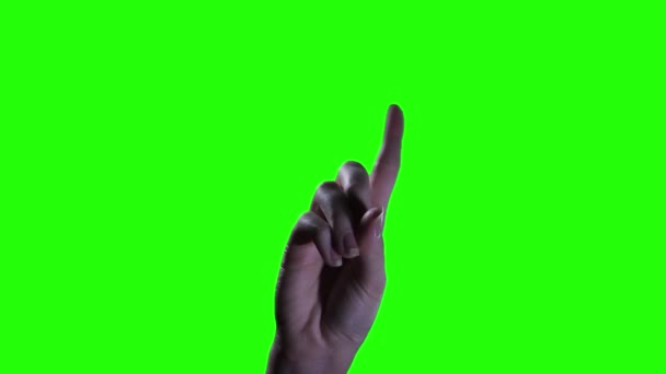 Ręka Odmawia Palcem Ekranie Green Chroma Key Zamknij Się Możesz — Wideo stockowe
