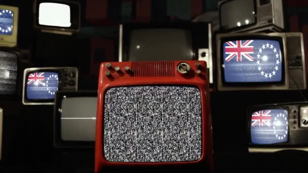 Cooköarnas Och Vintage Televisions Flagga — Stockvideo