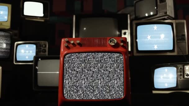 Vlajka Federativních Států Mikronésie Vintage Televisions — Stock video