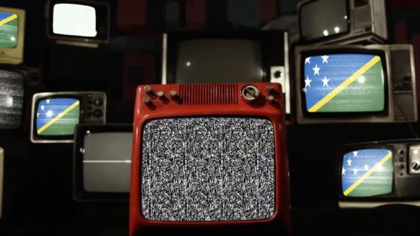 Bandera Las Islas Salomón Televisores Vintage — Vídeos de Stock