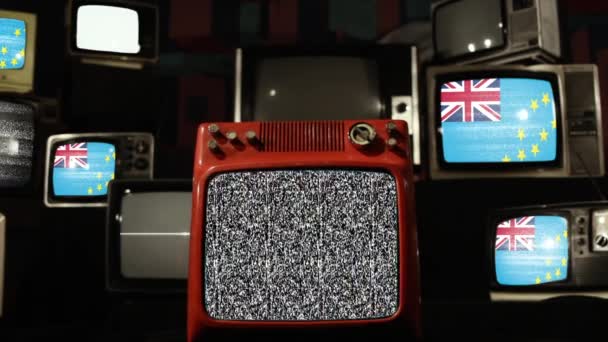 Bandiera Tuvalu Televisori Vintage — Video Stock