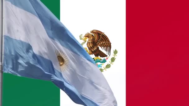 Bandera Argentina Contra Bandera México — Vídeos de Stock