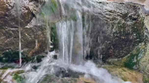 Flowing Water Small Cascade Buenos Aires Japanese Garden Jardin Japones — Stockvideo