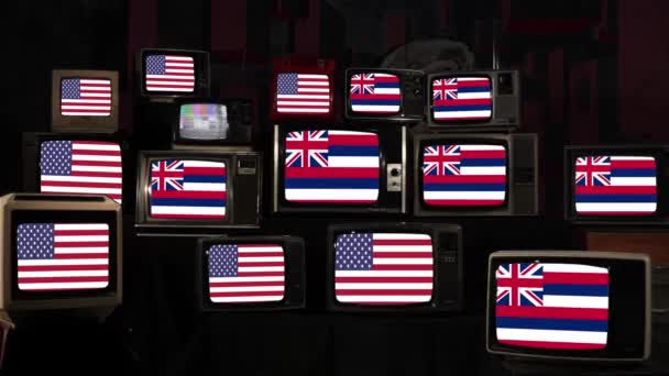 Zászló Hawaii Egyesült Államok Vintage Televíziók Felbontás — Stock videók