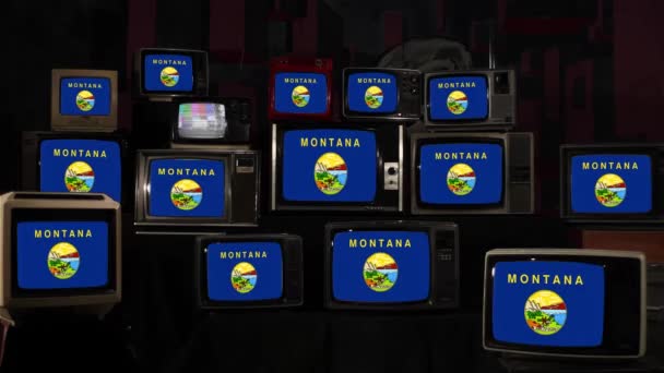 Flag Montana Vintage Televisions Resolution — 图库视频影像