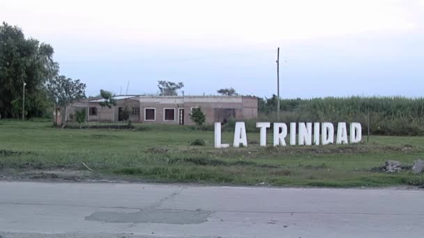 Welcome Road Sign Trinidad Tucuman Province Argentina — Stock video