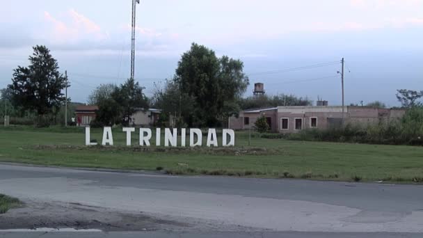 Welcome Road Sign Trinidad Tucuman Province Argentina — ストック動画