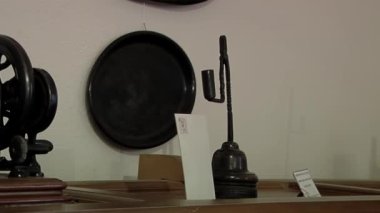 Vintage Sewing Machine on Display Inside a House in Gaiman, Chubut Province, Argentina. Close Up.  