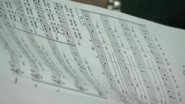 Male Hands Holding Sheet Music inside a Welsh Chapel in Gaiman, Chubut Province, Argentina. Close Up.  