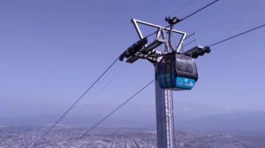 Aerial Lift Pylon and Cable Car in San Bernardo Hill, Salta, Capital and Largest City in the Argentine Province of the Same Name.  