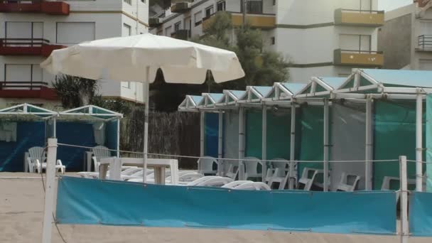 Umbrella Empty Beach Tents Beach Villa Gesell Atlantic Coast Buenos — Vídeos de Stock