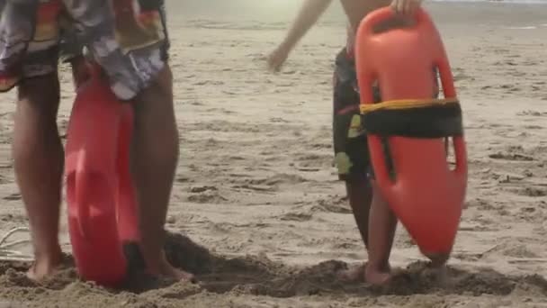Lifeguard Watching Beach His Son Villa Gesell Argentina Atlantic Coast — Vídeos de Stock