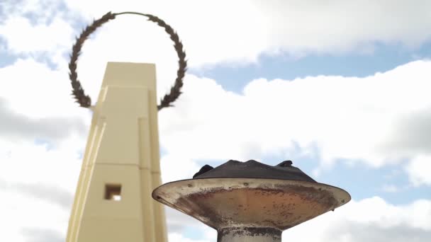 Вечный Огонь Памятник Павшим Аргентинским Солдатам Время Мальвинской Войны Фолклендская — стоковое видео