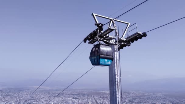 Aerial Lift Pylon Cable Car San Bernardo Hill Salta Capital — ストック動画