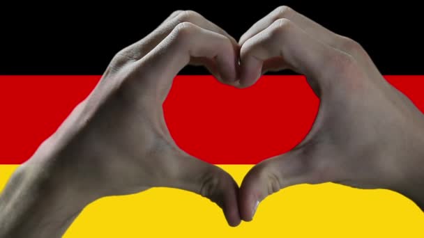 Bandera Alemania Mano Símbolo Del Corazón Manos Mostrando Forma Corazón — Vídeos de Stock