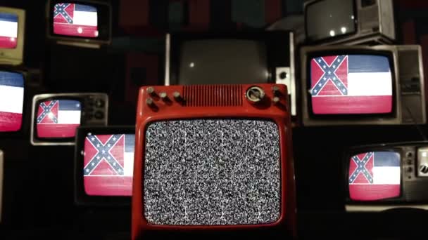 Tidigare Flagga Mississippi Vintage Televisions — Stockvideo