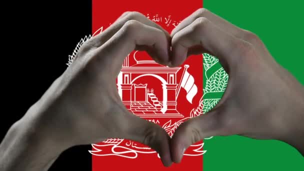 Heart Hand Sign Flag Afghanistan — Stock video