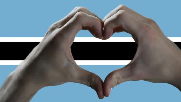 Hands Showing Heart Sign Botswana Flag — Stok video