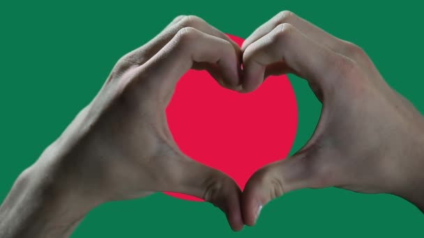 Hands Showing Heart Sign Bangladesh Flag — Vídeo de Stock