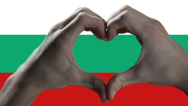 Hands Showing Heart Sign Bulgaria Flag — стоковое видео