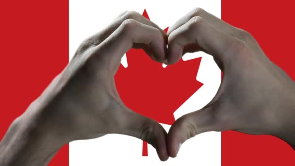 Hands Showing Heart Sign Flag Canada — Wideo stockowe