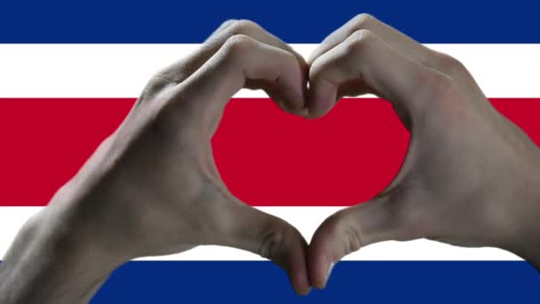 Mains Montrant Signe Coeur Sur Drapeau Costa Rica — Video