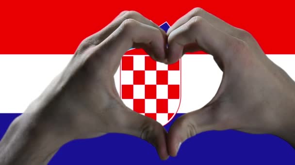Hands Showing Heart Sign Croatia Flag — 비디오