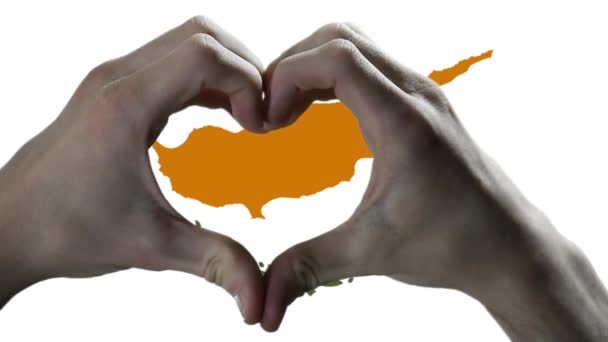 Hands Showing Heart Sign Flag Cyprus — Video Stock