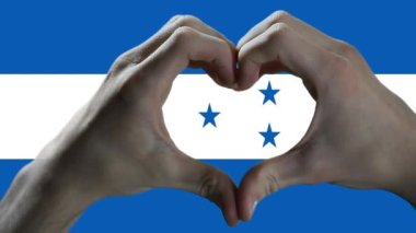 Hand Heart Sign and Flag of Honduras.  