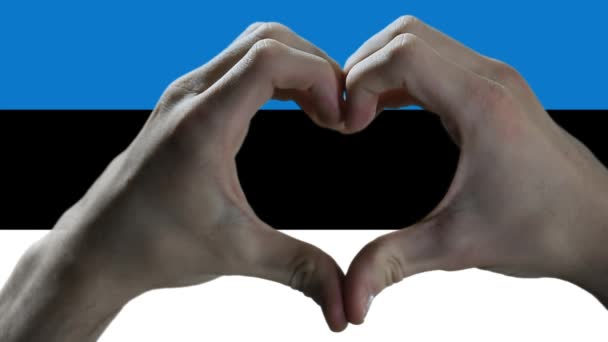 Hand Heart Sign Flag Estonia — Wideo stockowe