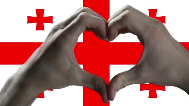 Ручний Знак Серця Прапор Грузії — стокове відео