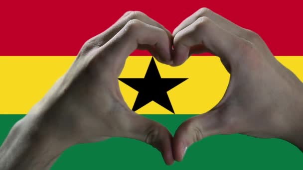 Hand Heart Sign Flag Ghana — Vídeo de Stock