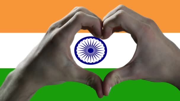 Hand Heart Sign Flag India — Vídeos de Stock