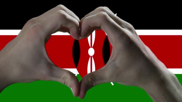 Ręczny Znak Serca Flaga Kenii — Wideo stockowe