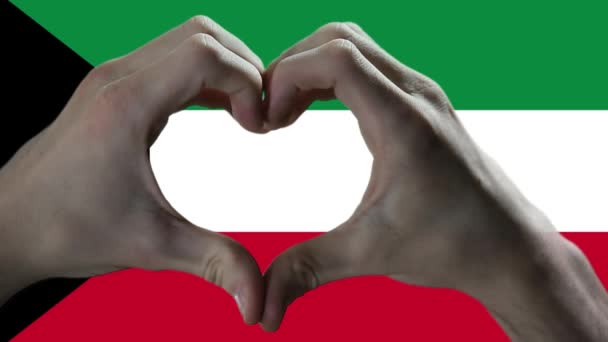 Sinal Coração Mão Bandeira Kuwait — Vídeo de Stock