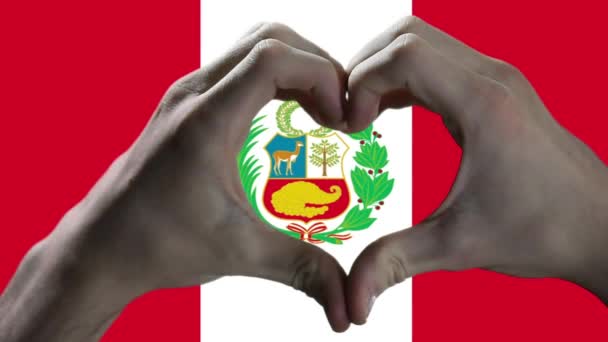 Hands Showing Heart Sign Peru Flag — Stok video
