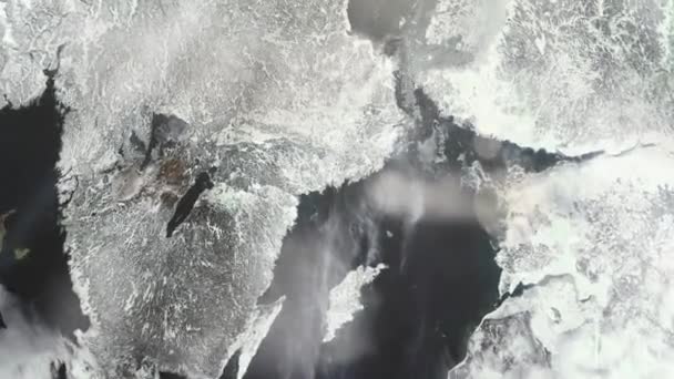 Skandinávie Vesmíru Zimě Prvky Tohoto Videa Poskytl Nasa — Stock video