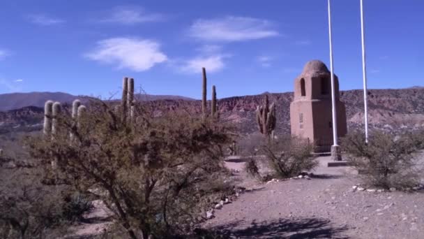 Torre Santa Bárbara Única Estructura Restante Iglesia Santa Bárbara Desde — Vídeo de stock