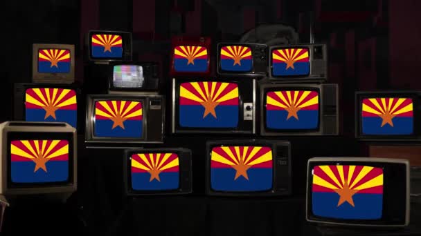 Vlag Van Arizona Vintage Televisies Resolutie — Stockvideo