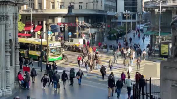 Рух Людей Рух Транспорту Центрі Буенос Айреса Аргентина Тімелапс Resolution — стокове відео