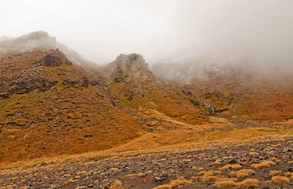 Paesaggio vulcanico nella giornata nevosa — Foto Stock