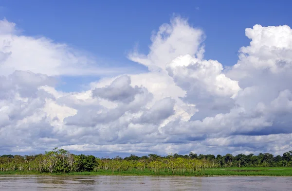 Бушующие облака над тропическим лесом Амазонки — стоковое фото