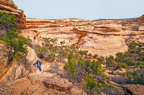 Escursioni fuori da un canyon del deserto — Foto Stock