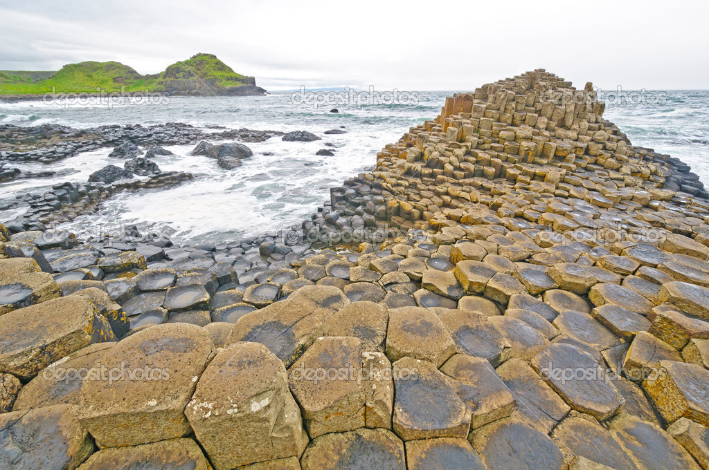 Dramatic View of Basalt Columns on the Coast