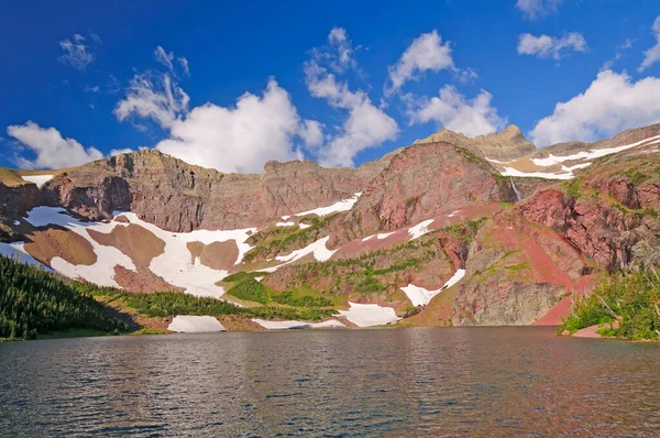 Alpina Sjön Sommarsolen Vid Sjön Okatomi Glacier National Park Montana — Stockfoto