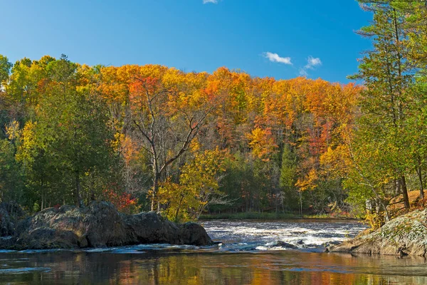 North Woods River Rushing Till Hösten Menominee River Michigan — Stockfoto
