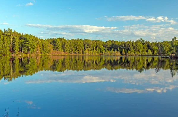 Mirrored Reflection Evening Mountain Lake Sylvania Wilderness Michigan — Stock Photo, Image