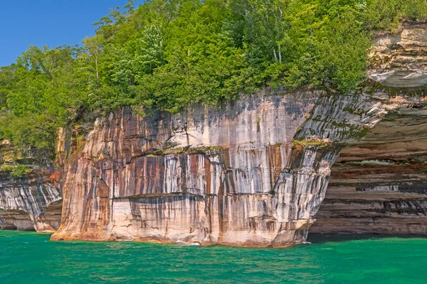 Colorful Seeps Lakeshore Sandstone Lake Superior Pictured Rocks National Lakeshore — Stock Photo, Image