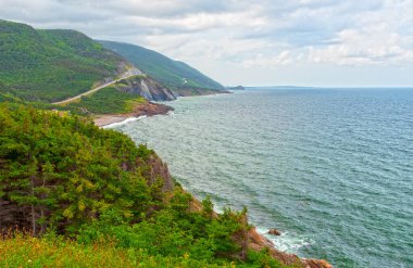 Coastal Road Through Remote Highlands in Cape Breton Highlands National Park in Nova Scotia