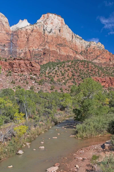 Cliffs Looming High River Formed Them Zion National Park Utah — Stockfoto